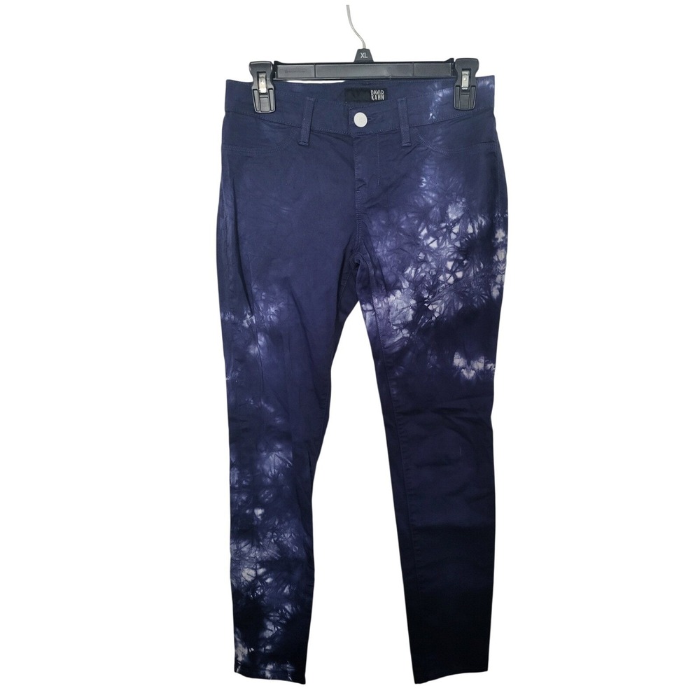 David Kahn Skinny Pants Women Sz:25 Navy Blue Tie Dye Slim Fit Artistic Tapered